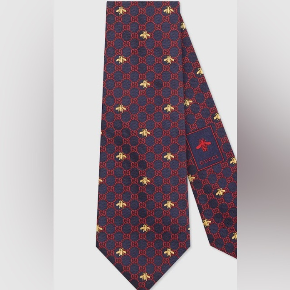 Gucci bees silk monogram tie